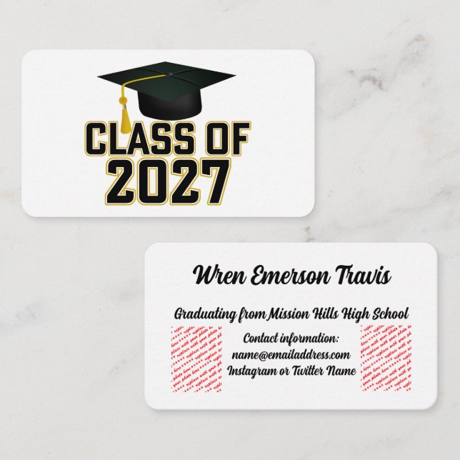 Tarjeta De Recepción Letterman Class of 2027 Graduation (Anverso / Reverso)