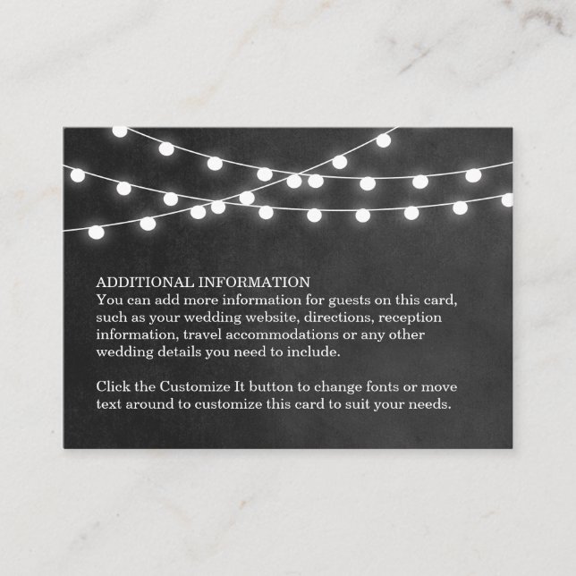 Tarjeta De Recepción Leyenda de cadena de carbón vegetal Boda Insertar  (Anverso)