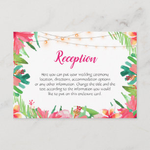 Tarjeta De Recepción Leyenda de cadena tropical alumbra envolvente Boda