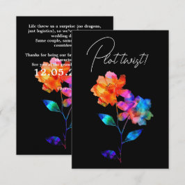 Tarjeta De Recepción LGBTQ BODA divertida cambio de fecha Petals & Prid