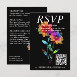 Tarjeta De Recepción 🌈 LGBTQ QR RSVP +Detalles de la Boda Petals & Pr