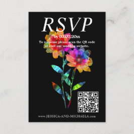 Tarjeta De Recepción 🌈 LGBTQ  QR RSVP +Wedding Details Petals & Pride 