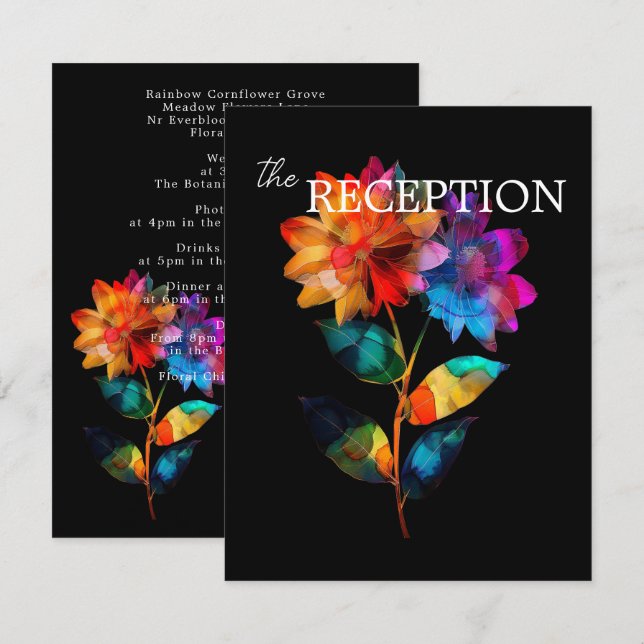 Tarjeta De Recepción 🌈 LGBTQ  Reception Details Petals & Pride  (Anverso / Reverso)