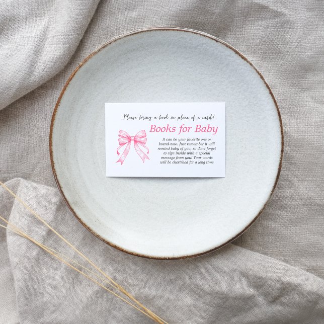 Tarjeta De Recepción Libro Chica Coquette Pink Bow Retro para Baby Show (Subido por el creador)