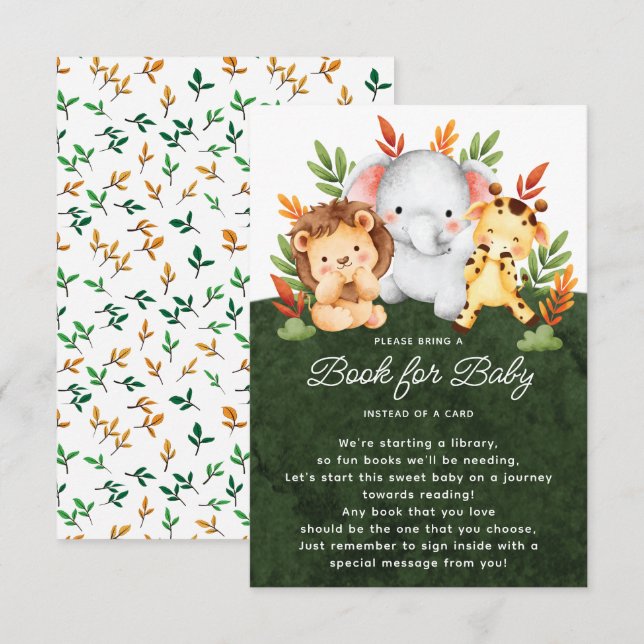 Tarjeta De Recepción Libro de animales de la jungla para el bebé (Anverso / Reverso)