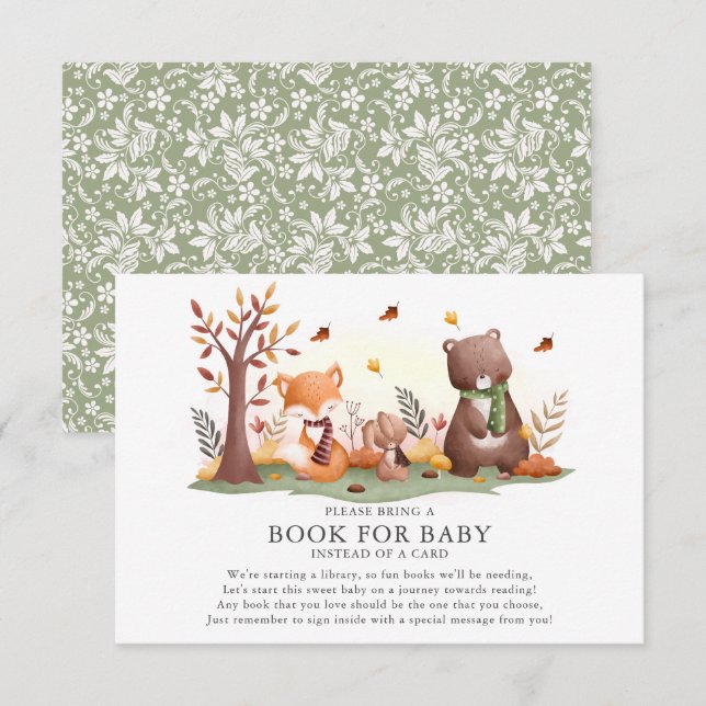 Tarjeta De Recepción Libro de animales de Woodland para el bebé (Anverso / Reverso)