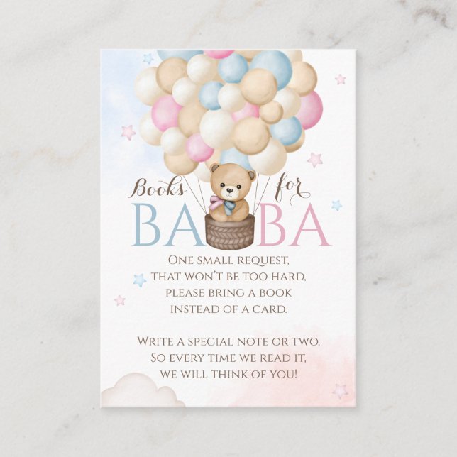 Tarjeta De Recepción Libro de Baby Shower Bearly Wait Gender Revee Bear (Anverso)