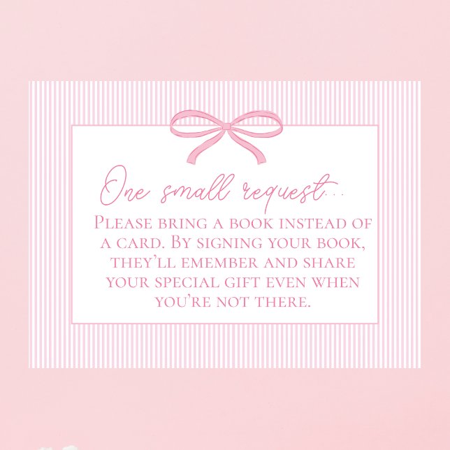 Tarjeta De Recepción Libro de Baby Shower Bow rosa (Subido por el creador)