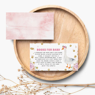 Tarjeta De Recepción Libro de Baby Shower de Acuarela Rosa Silly Goose