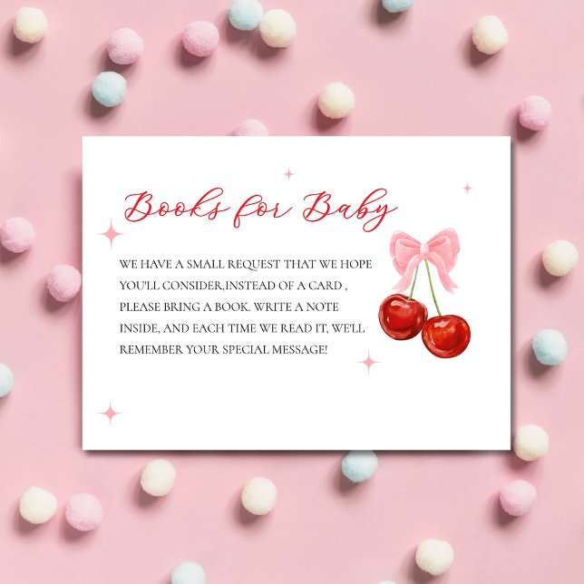 Tarjeta De Recepción Libro de Baby Shower de cerezas rosadas moderno (Subido por el creador)