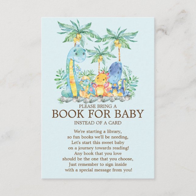 Tarjeta De Recepción Libro de Baby Shower de los dinosaurios cutáneos p (Anverso)