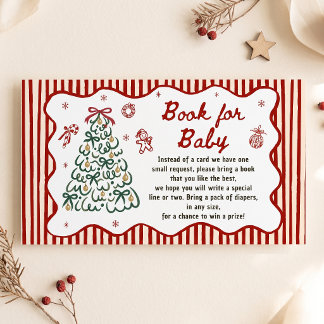 Tarjeta De Recepción Libro de Baby Shower de Navidad para bebé con raya