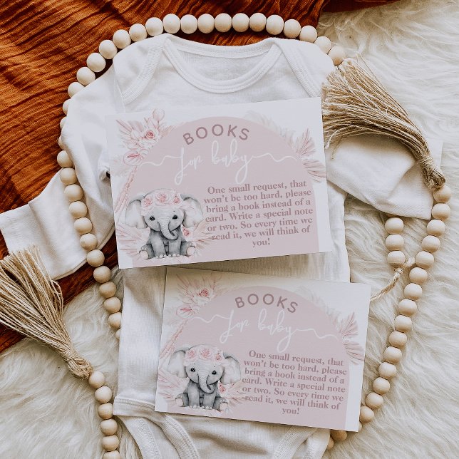 Tarjeta De Recepción Libro de Baby Shower Elephant Boho Floral Pink (Subido por el creador)