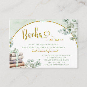 Tarjeta De Recepción Libro de Baby Shower Greenery Sage Storybook Para 