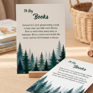Tarjeta De Recepción Libro de Baby Shower Niño Bosque de Pinos Oh Boy