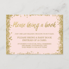 Tarjeta De Recepción Libro de Baby Shower Purpurado Dorado con Brillo F