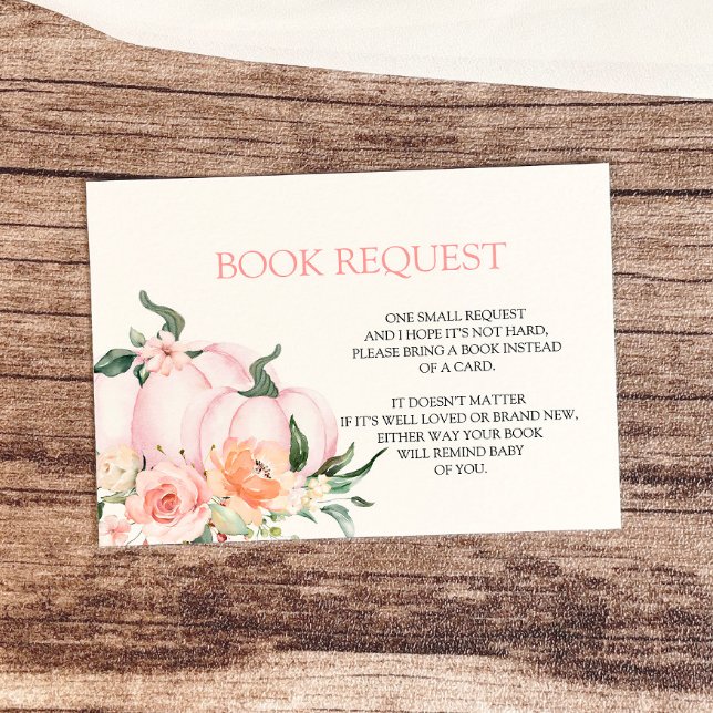 Tarjeta De Recepción Libro de Baby Shower sobre calabaza rosa para bebé (Subido por el creador)