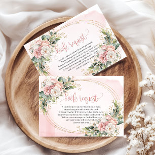Tarjeta De Recepción Libro de bebé dorado y floral Elegant Blush con eu