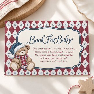 Tarjeta De Recepción Libro de bebé niño elegante con oso de Navidad par