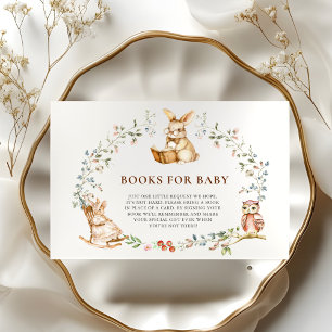Tarjeta De Recepción Libro de conejito de acuarela Corona Libros para b