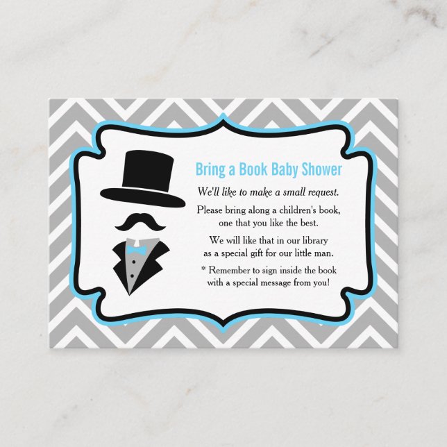Tarjeta De Recepción Libro de Cumpleaños para el Bebé Bigote Hombrecito (Anverso)