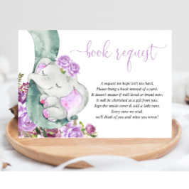 Tarjeta De Recepción Libro de elefante morado de flores en lugar de tar
