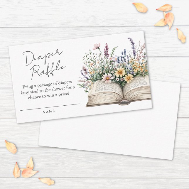 Tarjeta De Recepción Libro de flores silvestres Baby Shower Diaper Raff (Wildflower Book Baby Shower Diaper Raffle Enclosure Card)