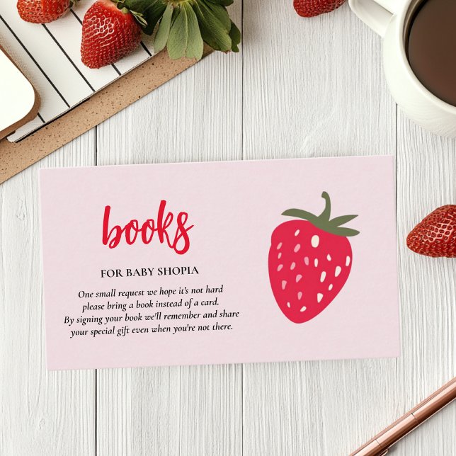 Tarjeta De Recepción Libro de fresas rosadas y rojas para Baby Shower (Subido por el creador)