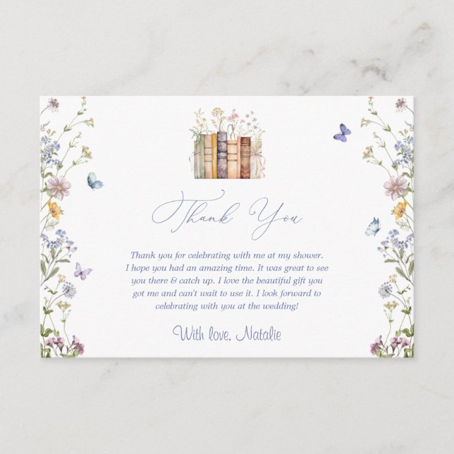 Tarjeta De Recepción Libro de Historias de Flores Silvestres Despedida  (Anverso)