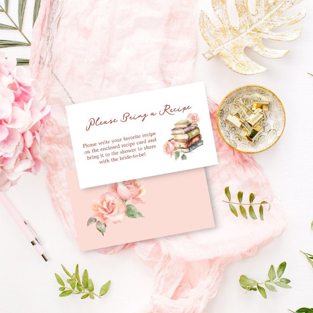 Tarjeta De Recepción Libro de historias nuevo capítulo receta de ducha  (Story book new chapter bridal shower recipe request enclosure card book themed bridal shower)
