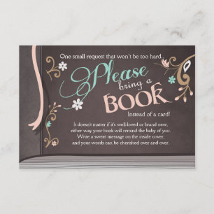 Tarjeta De Recepción Libro de historias Traer un libro Bebé ducha Marró