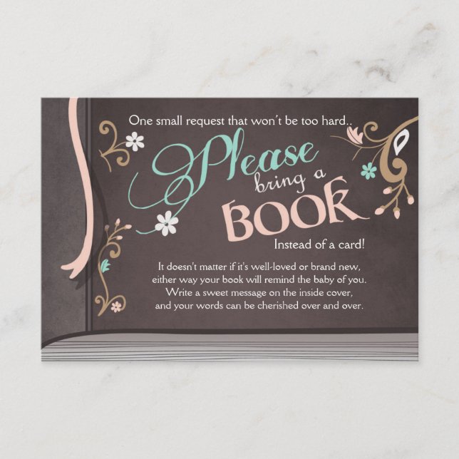 Tarjeta De Recepción Libro de historias Traer un libro Bebé ducha Marró (Anverso)