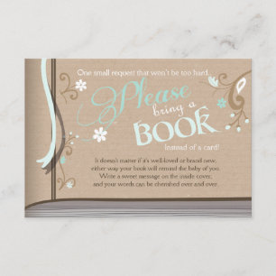 Tarjeta De Recepción Libro de historias Traer un libro Bebé ducha Marró