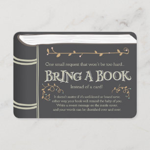 Tarjeta De Recepción Libro de historias Traer un libro Bebé ducha Marró