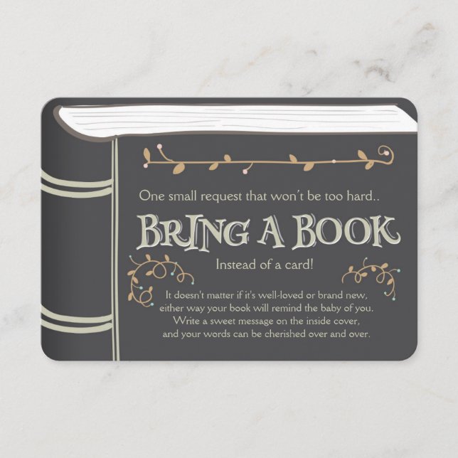 Tarjeta De Recepción Libro de historias Traer un libro Bebé ducha Marró (Anverso)