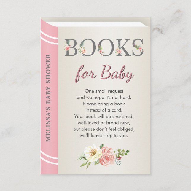 Tarjeta De Recepción Libro de historietas rosa Baby Shower Sprinkle Lib (Anverso)