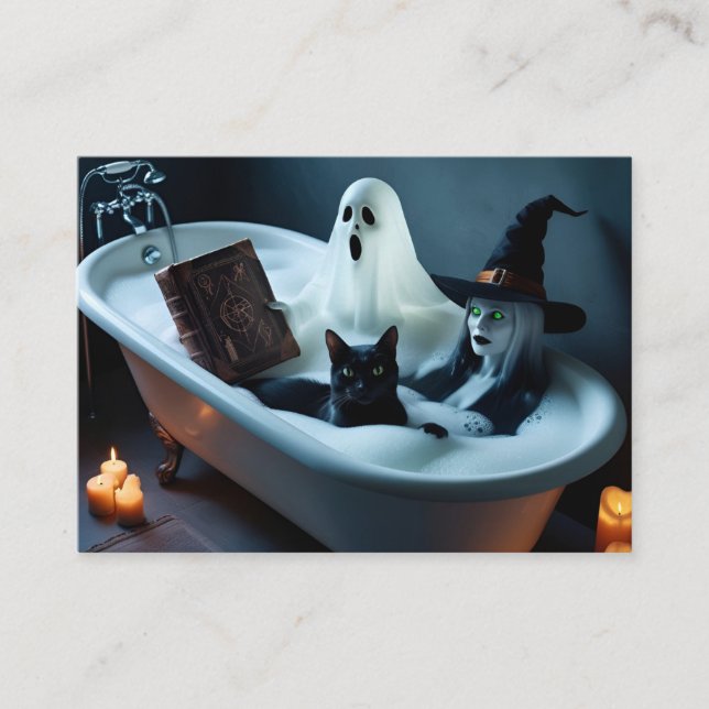 Tarjeta De Recepción Libro de lecturas fantasma en bañera y burbuja de  (Anverso)