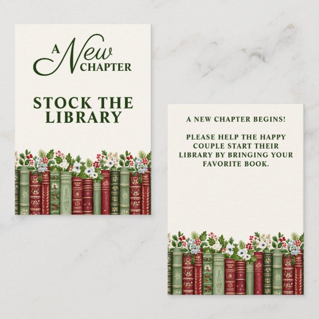 Tarjeta De Recepción Libro de Navidad 'Un Nuevo Capítulo' para Despedid (Anverso / Reverso)
