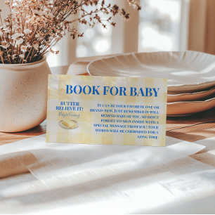 Tarjeta De Recepción Libro de Niño de Gingham Amarillo Mantequilla para