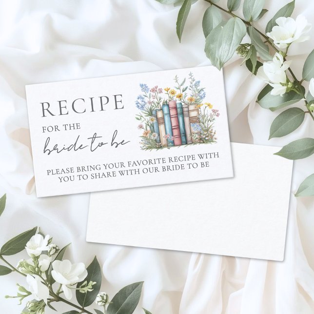 Tarjeta De Recepción Libro de Recetas para Desayuno o Brunch de Despedi (Book Bridal Shower Recipe Enclosure Card )