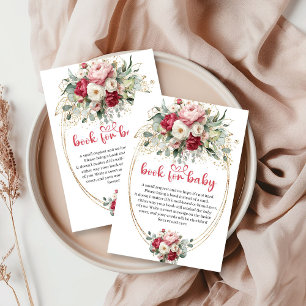 Tarjeta De Recepción Libro de Rosa Roja Bohemio para Bebé