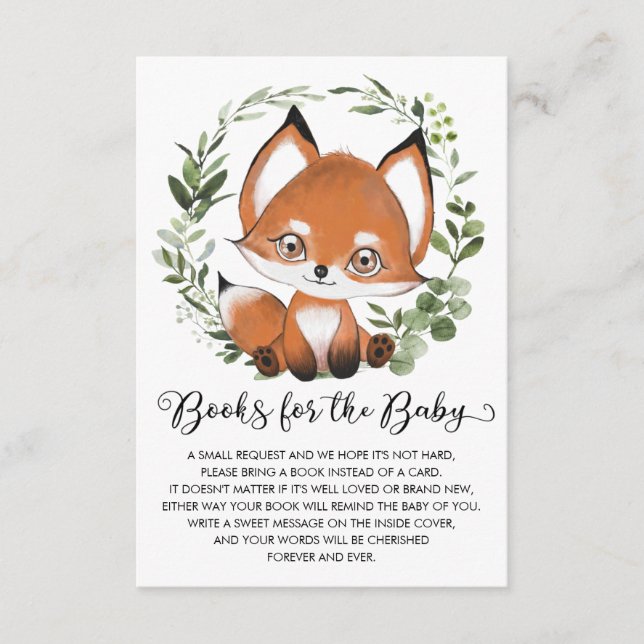 Tarjeta De Recepción Libro de vegetación para bebé dulce Fox Woodland (Anverso)