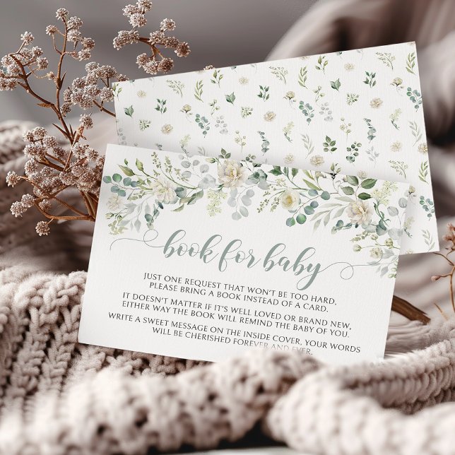 Tarjeta De Recepción Libro Floral Eucalyptus Greenery para Baby Shower (Subido por el creador)