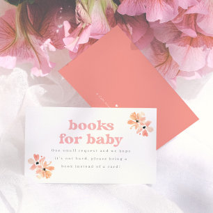 Tarjeta De Recepción Libro Floral Retro para Baby Shower de Niña