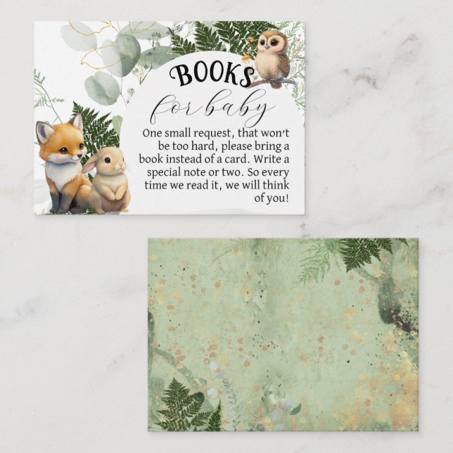 Tarjeta De Recepción Libro forestal de vegetación de animales de bosque (Anverso / Reverso)