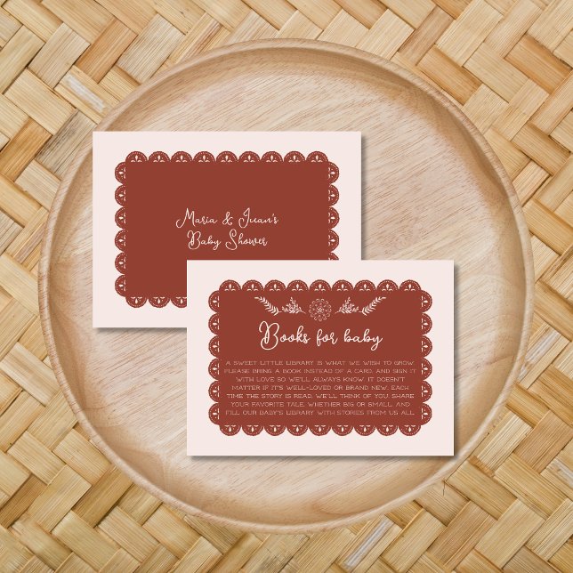 Tarjeta De Recepción Libro Para Baby Shower El Papel Mexicano Picado Ne (Book For Baby Shower Mexican Papel Picado Neutral Enclosure Card)
