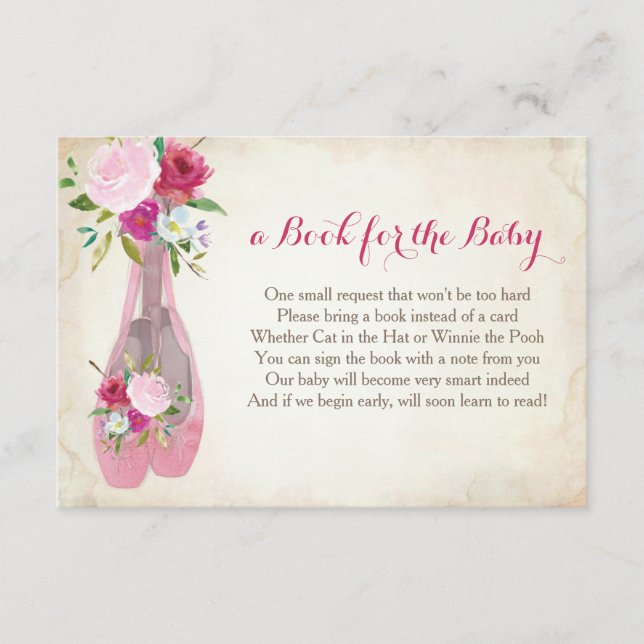 Tarjeta De Recepción Libro Para El Bebé, Inserción De Ballet Rosa (Anverso)