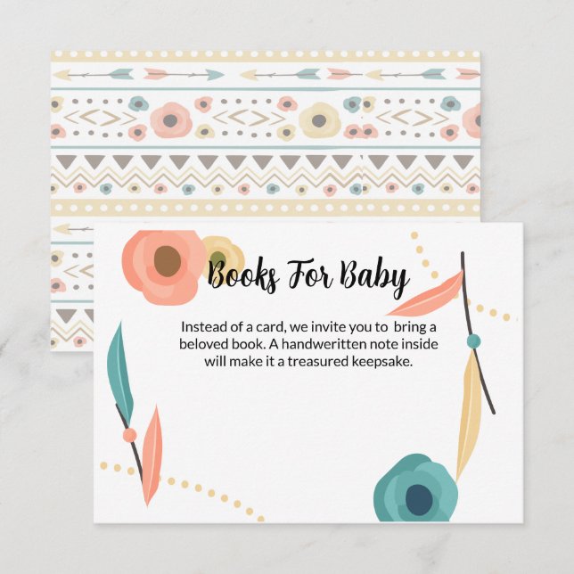 Tarjeta De Recepción Libro Rústico Boho para Baby Shower de Bebé (Anverso / Reverso)