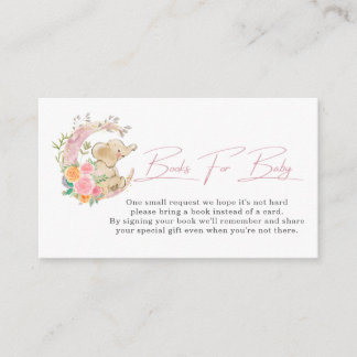 Tarjeta De Recepción Libro Solicitado Cute Elephant Floral Moon Baby Sh