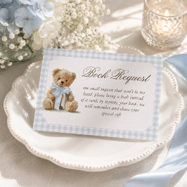 Tarjeta De Recepción Libro solicitado para baby shower de Bear Blue Boy